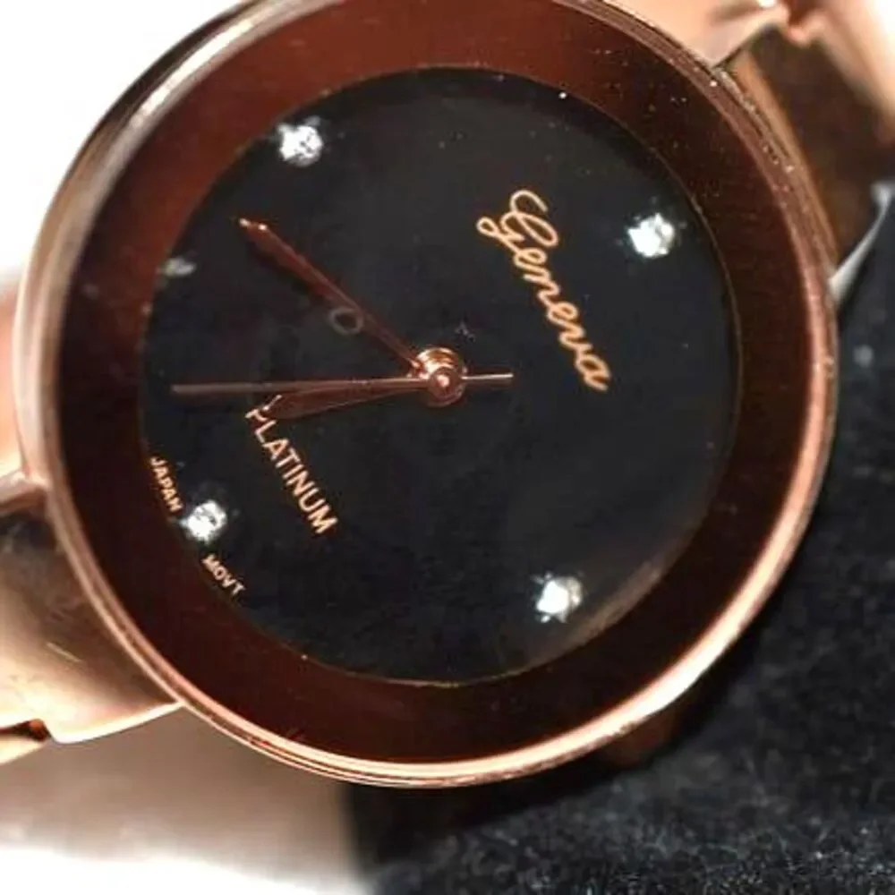 Geneva Platinum Rose Gold Analog Stainless Back No.1455 LC Hinged Cuff 6